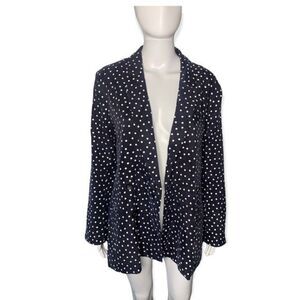 Capulet Blazer Women’s Medium Irna Blue & White Polka Dot Two Button Closure